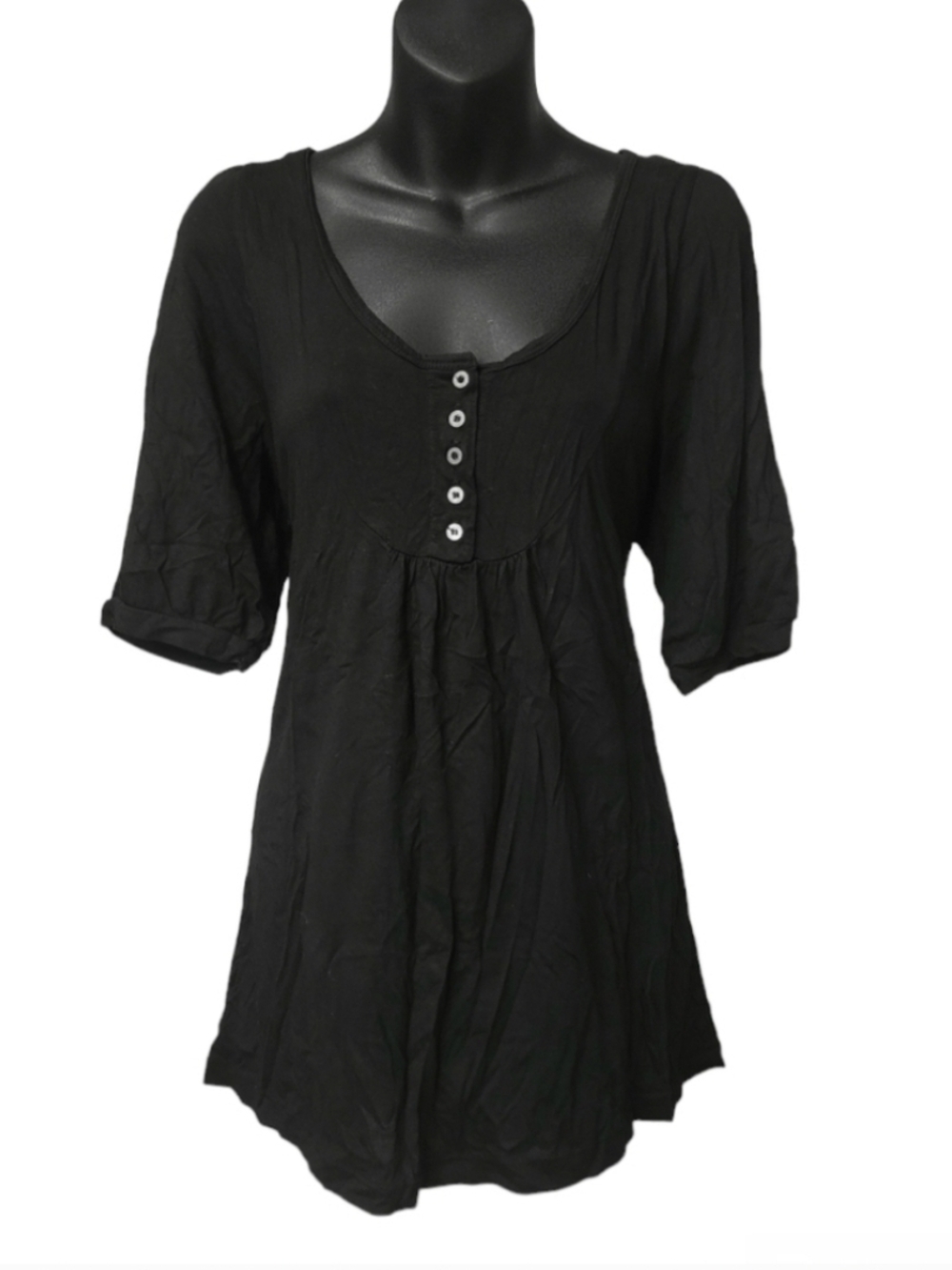 Hard Tail Forever 3/4 Sleeve Slouchy Henley Top Sz S